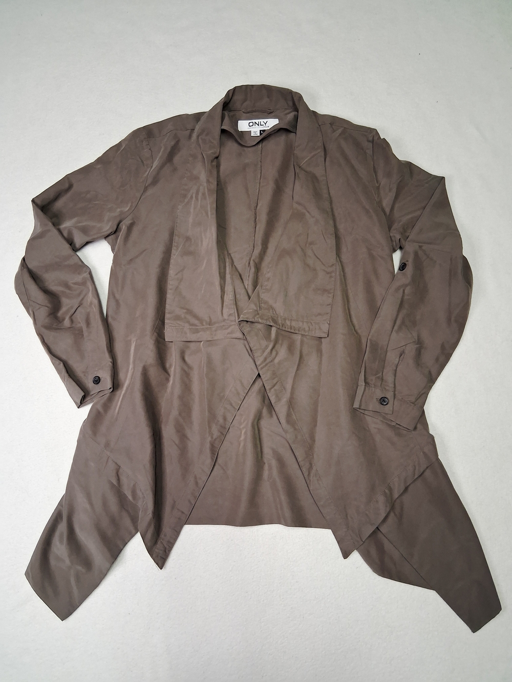 ONLY Taupe Draped Open Front Jacket